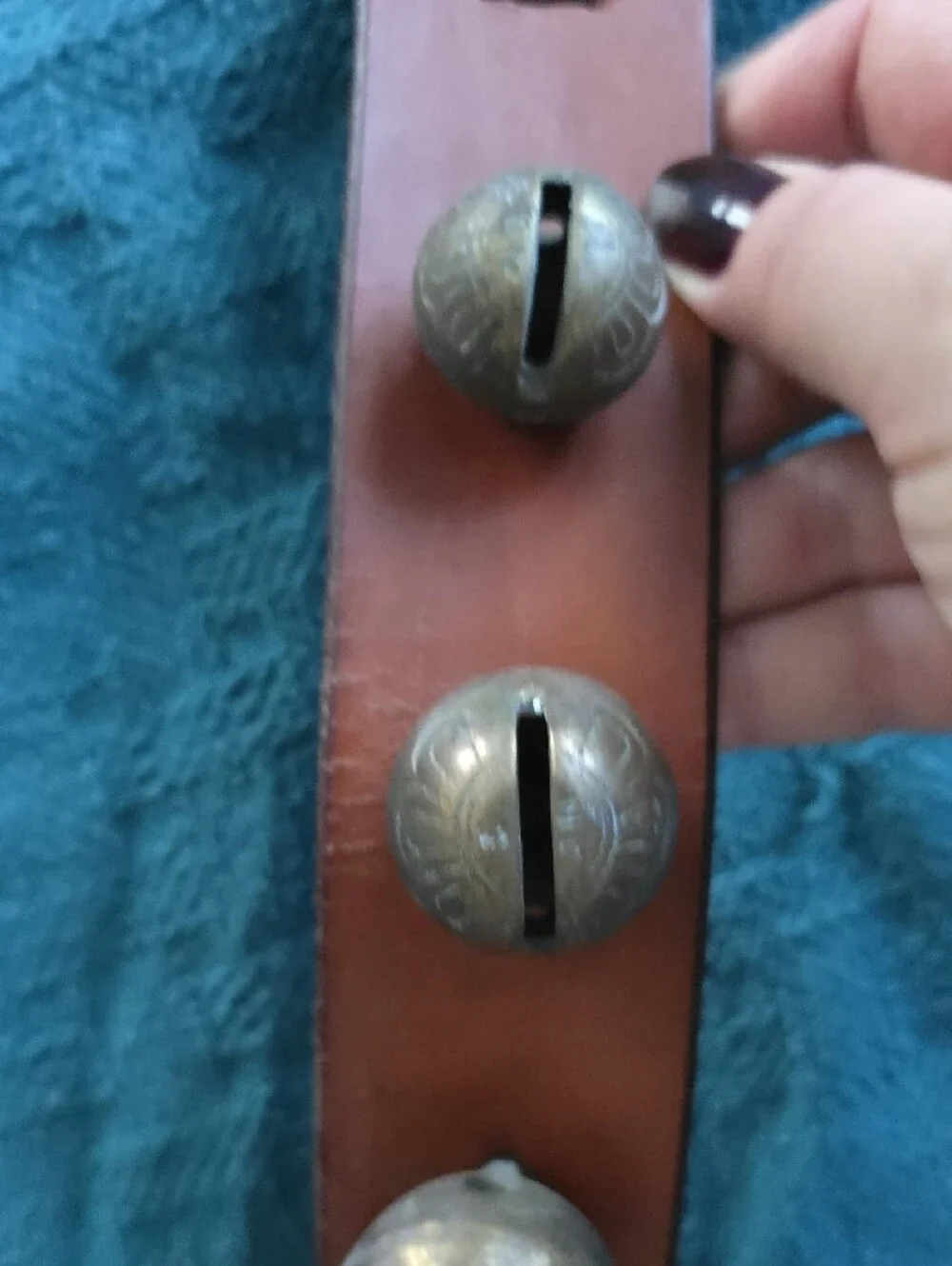 Brown Leather Wrist Strap with Decorative Conchos - Brown